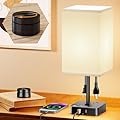 Remote Control Bedside Lamp with USB-C & USB-A Charging Ports, 2 AC Outlets, Stepless Dimming Nightstand Lamp for Bedroom- Touch & Remote Control,Warm Soft Light Table Lamp for Home, Office,Decoration