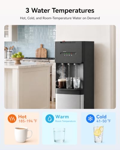 Image of Self-Cleaning Bottom Load Water Cooler Dispenser for 5 Gallon Bottle, Black