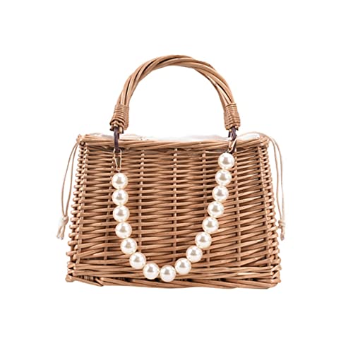 Paquet à main portable en paille pour femme avec grande ouverture