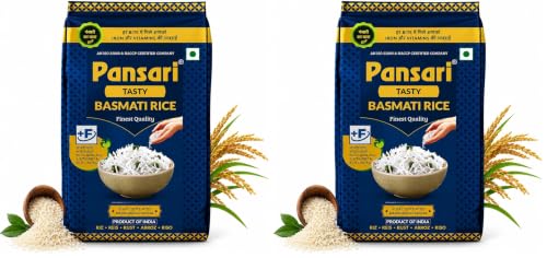 Image of Pansari Tasty Tibar Basmati Rice 5 Kg- Great Taste and Aroma - Broken Rice, Fortified with Iron and Vitamins - Ideal for Biryani, Pulao, and Everyday Meals (Pack of 2)