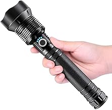 Super Bright Rechargeable LED Flashlights, Torch 90000 Lumen XHP 70.2 Tactical Flashlight, Zoomable & IPX5 Waterproof, Aluminum Torch