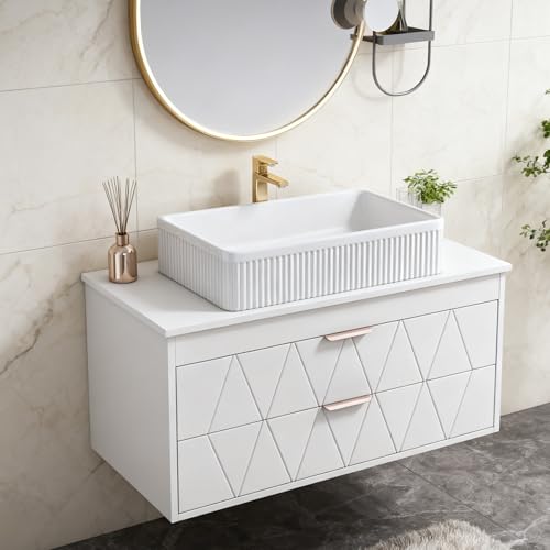 32 inch Bathroom Vanity with Vessel Sink, Wall Mounted Bathroom
