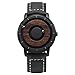 Produktbild EUTOUR Uhren Herren Herrenuhr Magnet Uhr kein Glas Kugellager Quarz Armbanduhr für Männer mit Leder Armband Schwarz-40mm