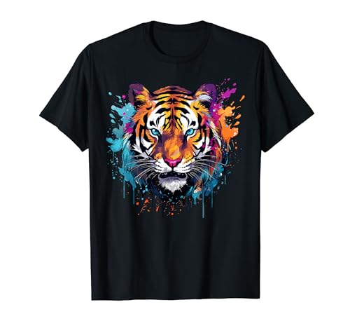 Colorido Splash Art Tigre Vida Silvestre Animal Lover Camiseta