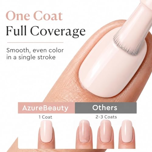 Image of AZUREBEAUTY 6 Colors 15ml HEMA Free Purera Gel Nail Polish Set, Same Color Bottles, Soak Off UV LED Gel Polish Kit Nail Art for DIY at Home Manicure Salon Gifts, Nude Pink Beige Burgundy Red
