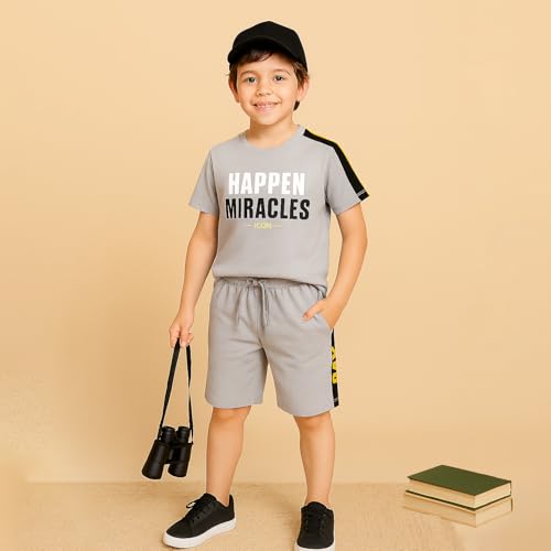 Image of Kidbea Kids Cotton T-Shirt and Shorts Set | Soft Breathable Co-Ord Outfit for Boys | Trendy & Stylish Summer Wear | Boys Clothing Set