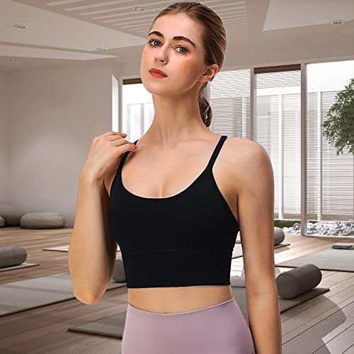 Image of Sports Bra, Workout Tops for Women, Medium Impact Strappy Padded Sports Bras for Women High Support