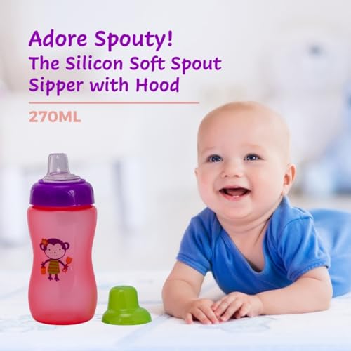 Image of Adore Spouty Silicon Soft Spout Sipper with Hood 270ml (Pink)