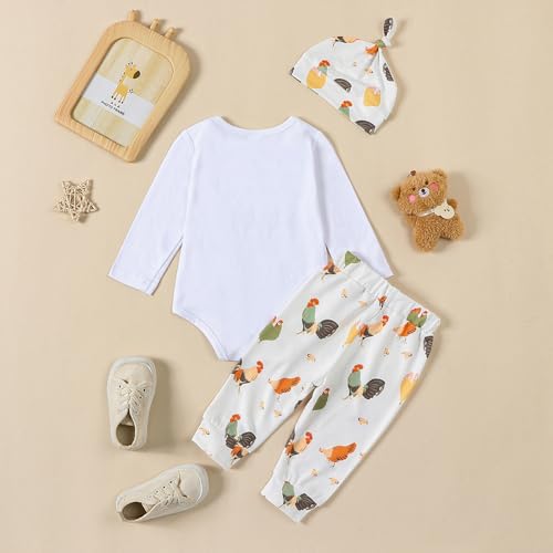 Chicken Baby Clothes Baby Girls Funny Letter Romper Chicken Fabric Flare Trousers Heaband Set Country Farm Baby Stuff2