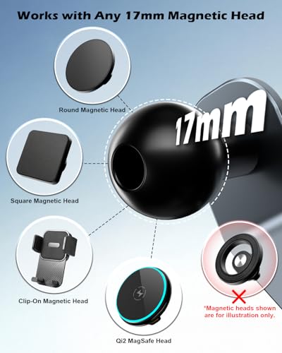 CloudValley Phone Mount for Tesla Model Y Juniper/ 3 Highland Model/Y/ 3, Magnetic Metal Car Holder, Adjustable & Extendable, No Glue Required, Universal 17mm Ball Joint Compatibility — view 3