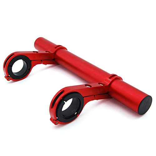 NF NIGHTFIRE Bike Handlebar Extender, Bicycle Double Handlebar Extension Aluminum Alloy Mount Holder Bracket Space Saver (Red, Long)