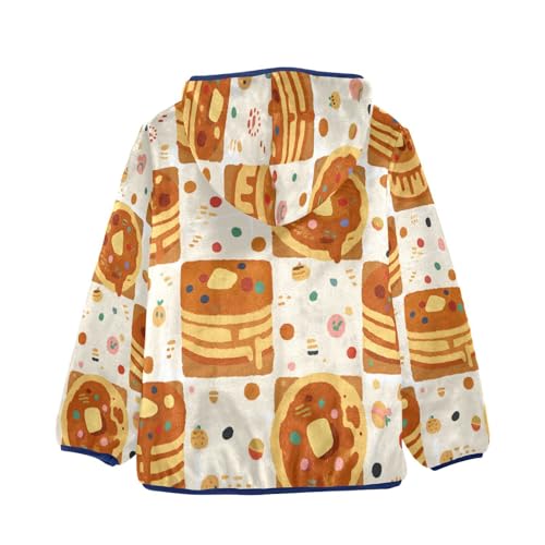Pancakes and Donuts Pattern Design Toddler Fleece Jacket Girl Boys Hooded Fleece Jacket Coat W2
