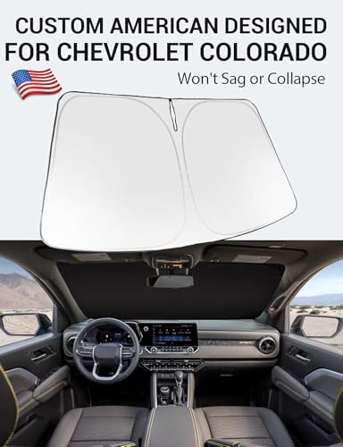 Image of Proadsy Windshield Sun Shade Custom Fit Chevrolet Colorado Pickup Truck 2023 2024 2025 2026 4-Layer Foldable Front Sunshade Protector Sun Visor Blocks UV Rays Keep Car Cooler Accessories