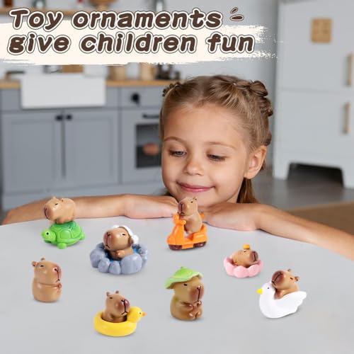 KMFASVX 13PCS Mini Capybara Figuren, Mini Capibara Harz Figuren, Capybara Puppenhaus Miniaturen,Capybara Kuchendekoration Für Miniaturlandschaft Kuchen Desktop Garten Ornament
