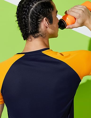Image of Amazon Brand - Symbol Men's Color Block Active Regular Fit Sports T-Shirt | Round Neck | Half Sleeve (Available in Plus Sizes) Polyester
