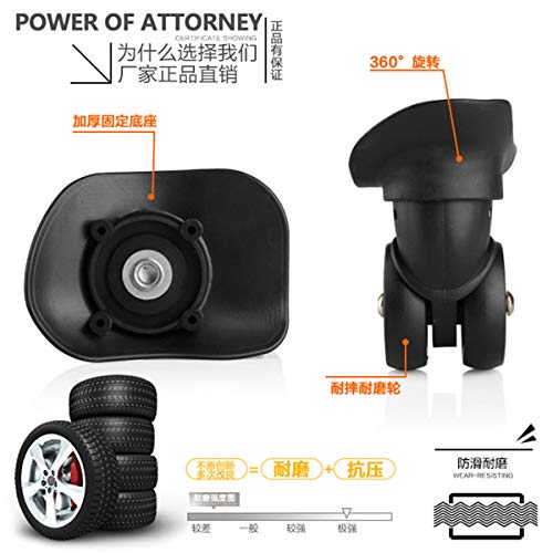 Luggage Wheels Replacement, Suitcase Wheels,Luggage Wheel, (Set of a Pair 360 Degree Swivel Luggage Mute Wheel Suitcase Replacement Repair Wheels Parts Spinner (Color : Gray)(Black)4