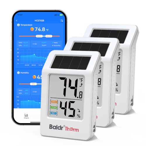 BaldrTherm Room Thermometer Indoor, Humidity Meter, 2026 Upgrade Bluetooth Thermometer with Privacy-Friendly Guest Mode | 250ft Coverage | Real-Time Alerts for Home, Office, Greenhouse