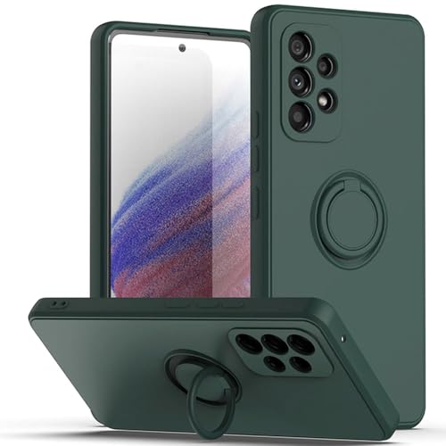 Coque Samsung A34 A54 silicone liquide antichoc et anneau de support magnétique