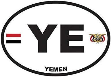 EW Designs Yemen Oval Sticker Decal Vinyl Yemeni Country Code Euro YE v2 Bumper Sticker Vinyl Sticker Car Truck Decal 5"