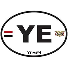 EW Designs Yemen Oval Sticker Decal Vinyl Yemeni Country Code Euro YE v2 Bumper Sticker Vinyl Sticker Car Truck Decal 5"