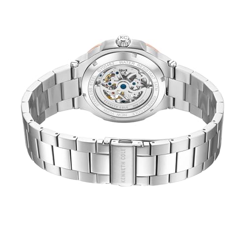 Image of Kenneth Cole Automatic Blue Dial Silver Stainless Steel Strap Watch for Men - KCWGY0046201MN
