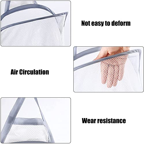 Hanging Laundry Hamper 2 Pack Mesh Laundry Basket Foldable Hamper Collapsible Dirty Clothes Hamper Wall Mounted Storage Bag, (2 Pack, Gray) #TOP1