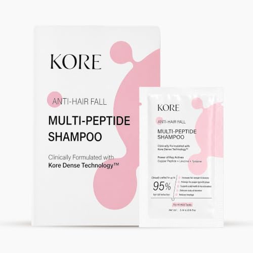 Image of KORE Anti-Hair Fall Multi-Peptide Shampoo | Clinically Crafted for Up to 95% Hair Fall Reduction | Powered by Kore Dense Technology | Copper Peptide, Leucine & Tyrosine | For All Hair Types, 5 ml, Sachet