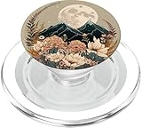 Picture of Boho Mountain Moon Phases Floral Aesthetic Chic Flower PopSockets PopGrip for MagSafe