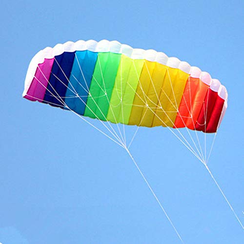 WRENDYY Kite Dual line Large Parafoil Kites Rainbow Fly Sports Beach Stunt Kite bar Nylon Outdoor Toys Kitesurf ikite Factory,270cm Kite
