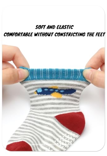 Baby Socks, 12 Pairs Toddler Ankle Socks Non Slip Cotton Grip for Newborn Boys Girls 0-48 months4