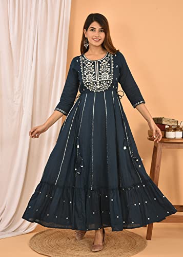 Image of Kaajh Women's Cotton Embroidered Ethnic Dress