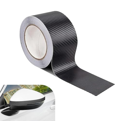 Ypoyney Car Door Edge Guard, 2.7 inch × 23 FT 3D Carbon Fiber Txture Door Sill Protector, Anti-Collision Anti-Scratch Car Wrap Film, Universal Sill Protector for Most Cars (Black)