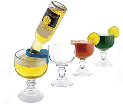 Chefcaptain Margarita Glass Schooner- 21.5 Oz Set of 4 Extra Large Goblet With Clips ZERO LEAD Crystal Style Shrimp Cocktail, Coronaritas, Margaritas Set Of 4 With 4 Color Clips - Image 6
