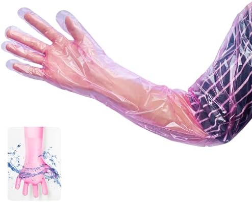 50pcs Disposable Long Plastic Gloves, Veterinary Insemination Gloves, Full Arm Long Sleeve Gloves, Field Dressing Gloves.
