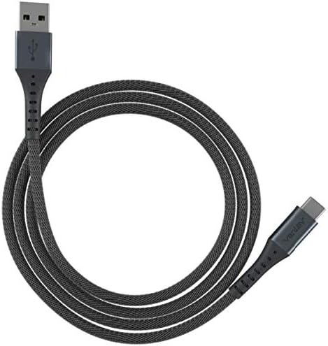 Ventev ChargeSync Braided Alloy USB Type-C Cable | USB A-C Charging Cord Fast Charging Up to 3A, USB-If Certified, Aluminum Housing, No-Fray Durability, 10Ft Steel Grey