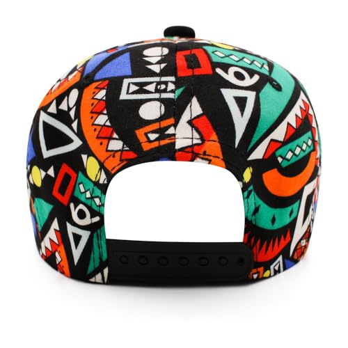 Image of VRITRAZ Comfortable Polyester 3D Printed Hip Hop Cap for Men & Women | Adjustable Snapback Closure Flat Brim Baseball Hat | Lightweight Urban Streetwear Headwear for Dance, Skateboarding, Gym, Sports