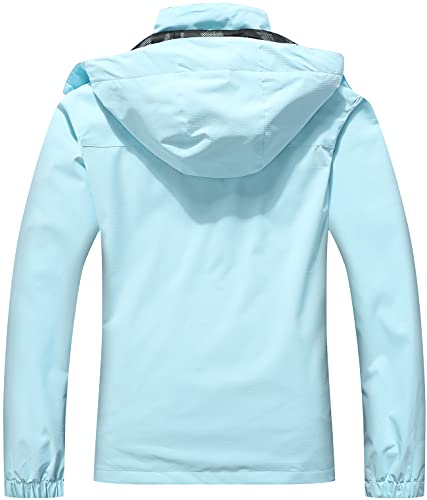 MOERDENG Women's Light Green Waterproof Rain Jacket with Hood for Hiking & Travel - Medium - Image 2