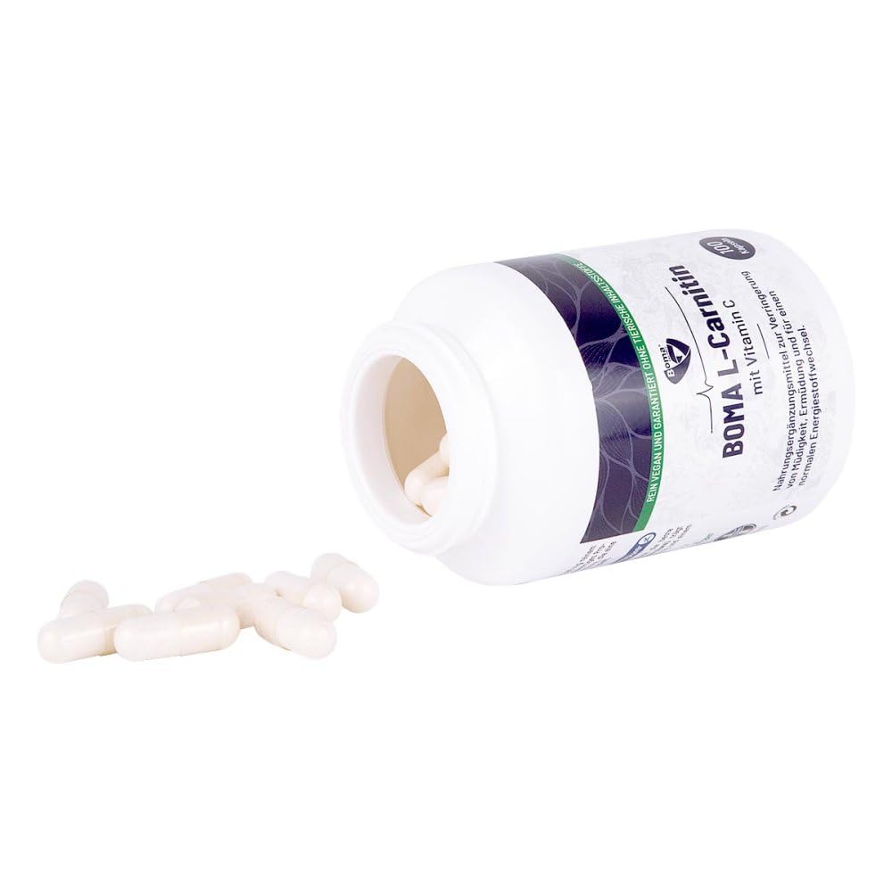 Boma Lecithin 100 L-Carnitin Kapseln mit L-Carnitin-Tatrat (Carnipure®) u. Vitamin C 100 Prozent VEGAN mit Auszeichnung
