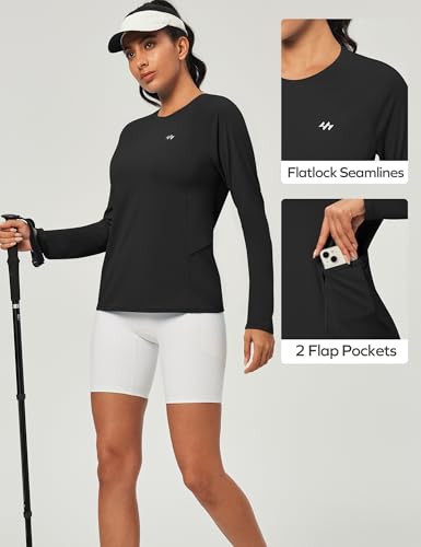 Rash Guard for Women UPF 50+ SPF UV Protection Long Sleeve Workout Tops Swim Shirt Dry Fit Sun Shirts with Pockets4