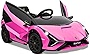 Kidzone Kids Electric Ride On 12V Licensed Lamborghini Sian Roadster Battery Powered Sports Car Toy with 2 Speeds, Parent Control, Sound System, LED Headlights & Hydraulic Doors - Pink