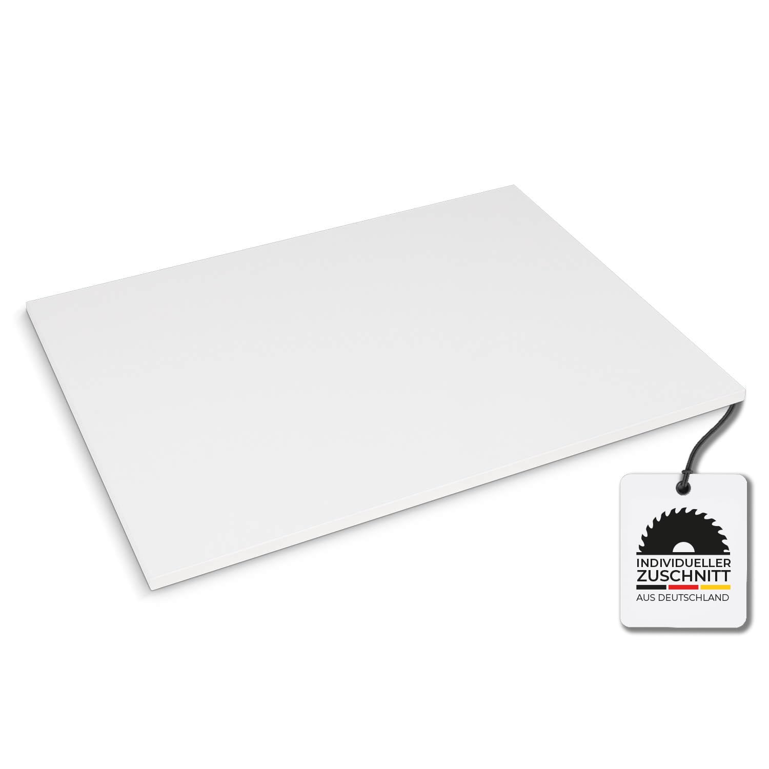 Tischplatte nach Maß - 1,9 cm Starke Spanplatte, melaminbeschichtet, mit ABS-Kante - individueller Zuschnitt - Made in Germany (ICY White, 120 x 60 cm)