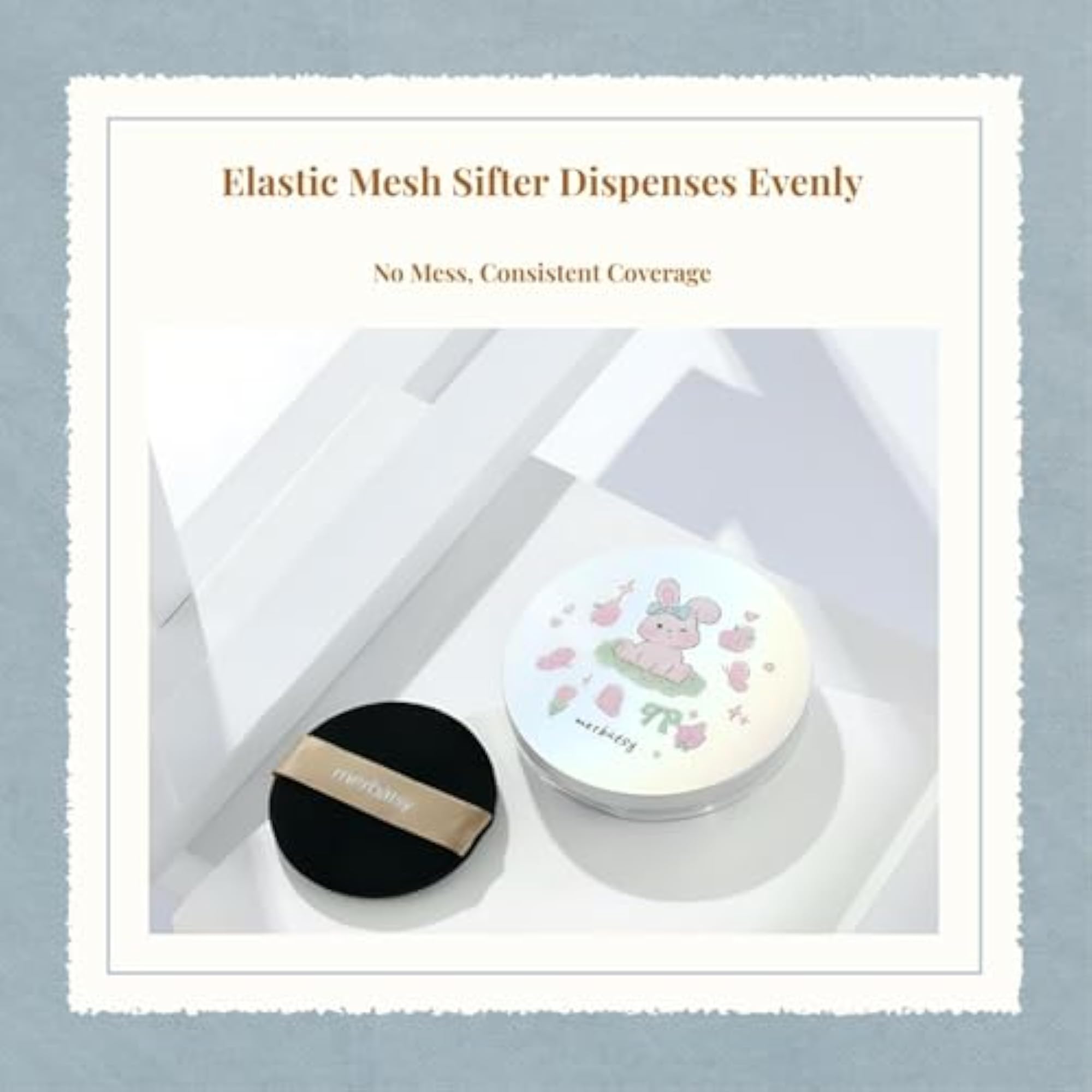 Club Bollywood® Loose Powder Container with Mirror Pad, 1 Box, Silver White Rabbit