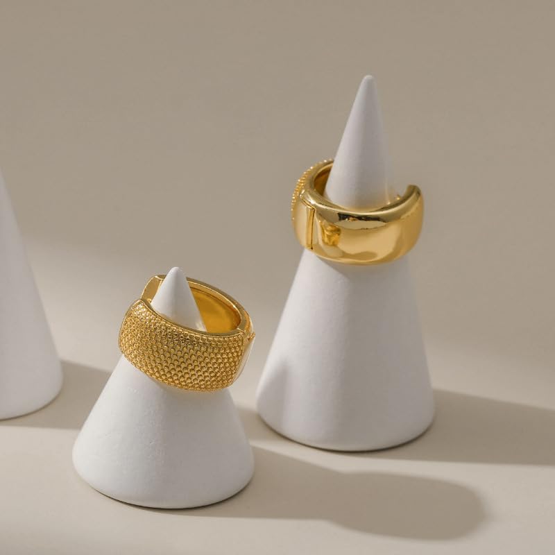 HEYu Chunky Gold Hoop Earrings - 18K Plated, Lightweight, Hypoallergenic Hoops - Minimalist Women's Jewelry - Birthday & - Image 5