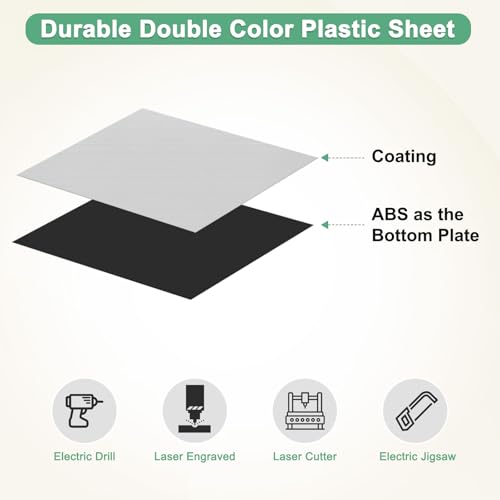 Image of M METERXITY 12-Pack Double Color Laser Engraving Blanks 7x11 Inch,1.3mm Thick ABS Plastic Sheet Engraved Material for Name Plate /Yard Signs /Laser Cutting /DIY Carving /Craft[Silver /Black]