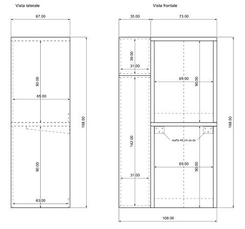 Ve.Ca. Colonna + vano accessorio con ante Copri