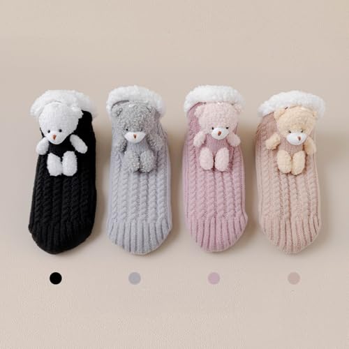 Image of Cute Slipper Socks for Women, Winter Warm Floor Fuzzy Socks, Cozy Sherpa Slipper Socks, House Sleeping Socks