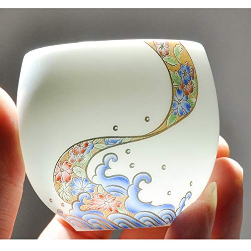 fanquare Portátil Juego de Té con Bolsa de Viaje, Juego de Té de Porcelana con Patrón de Flores y Olas del Mar, 1 Tetera… - Imagen 7
