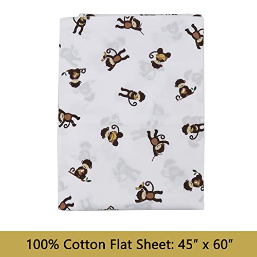 Image of Cozy Line Home Fashions 100 Cotton 3 Piece Toddler Sheet Set, Soft Breathable Crib Bedding Set for Boys Includes a Flat Sheet, a Fitted Sheet, a Pillowcase, Monkey Around Jungle Bananas