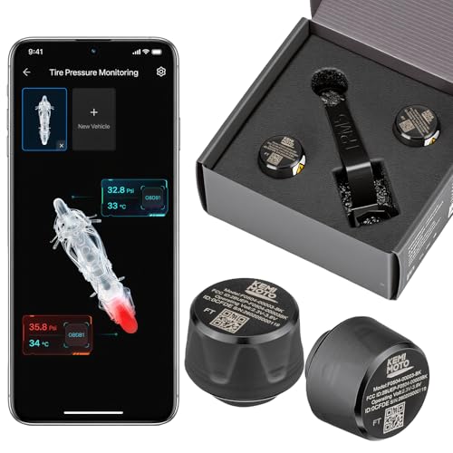 KEMIMOTO Motorcycle TPMS System Tire Monitor Sensor Wireless 5.2 Stable IP67 Waterproof Tire Pressure Monitoring Real-Time Pressure & Temp Alerts Long Battery Life Fits ATV Dirt Bike & E-Bike