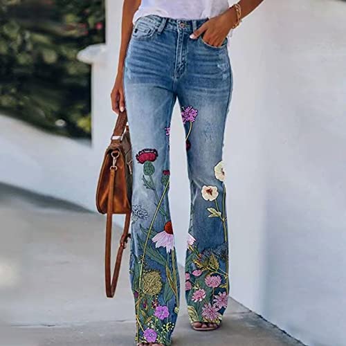 Hxhyqkp Button Women Waist Jeans Destoryed Pants Bottom Denim Flare Pants Stretch Jeans For Women #TOP1